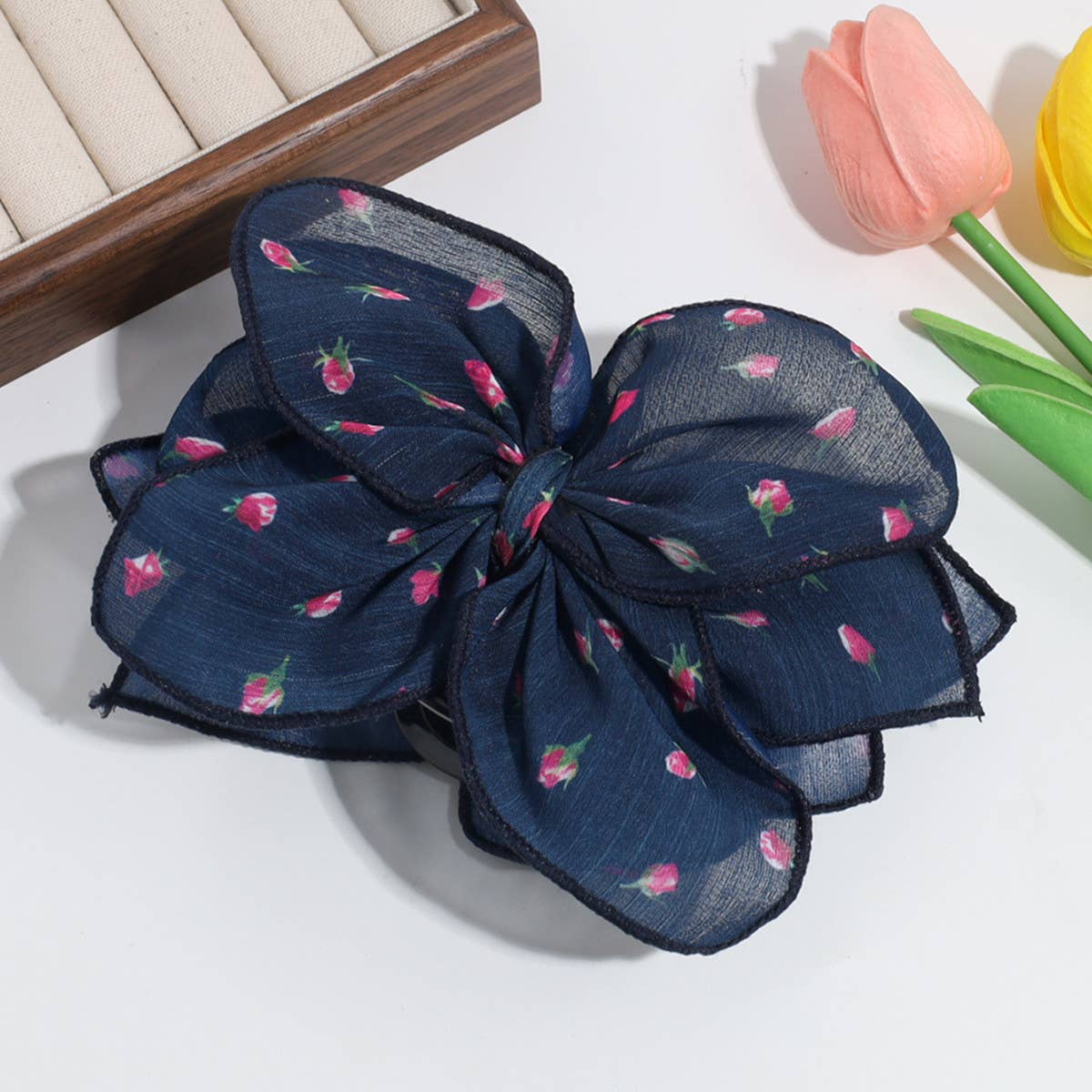 ELEGANT ARTISTIC FLOWER LOVE MESH BOW HAIRPIN_CWAHA2239
