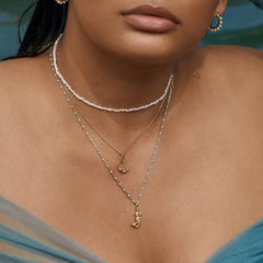 GOLD MOON ZIRCON PENDANT NECKLACE_CWMM5302