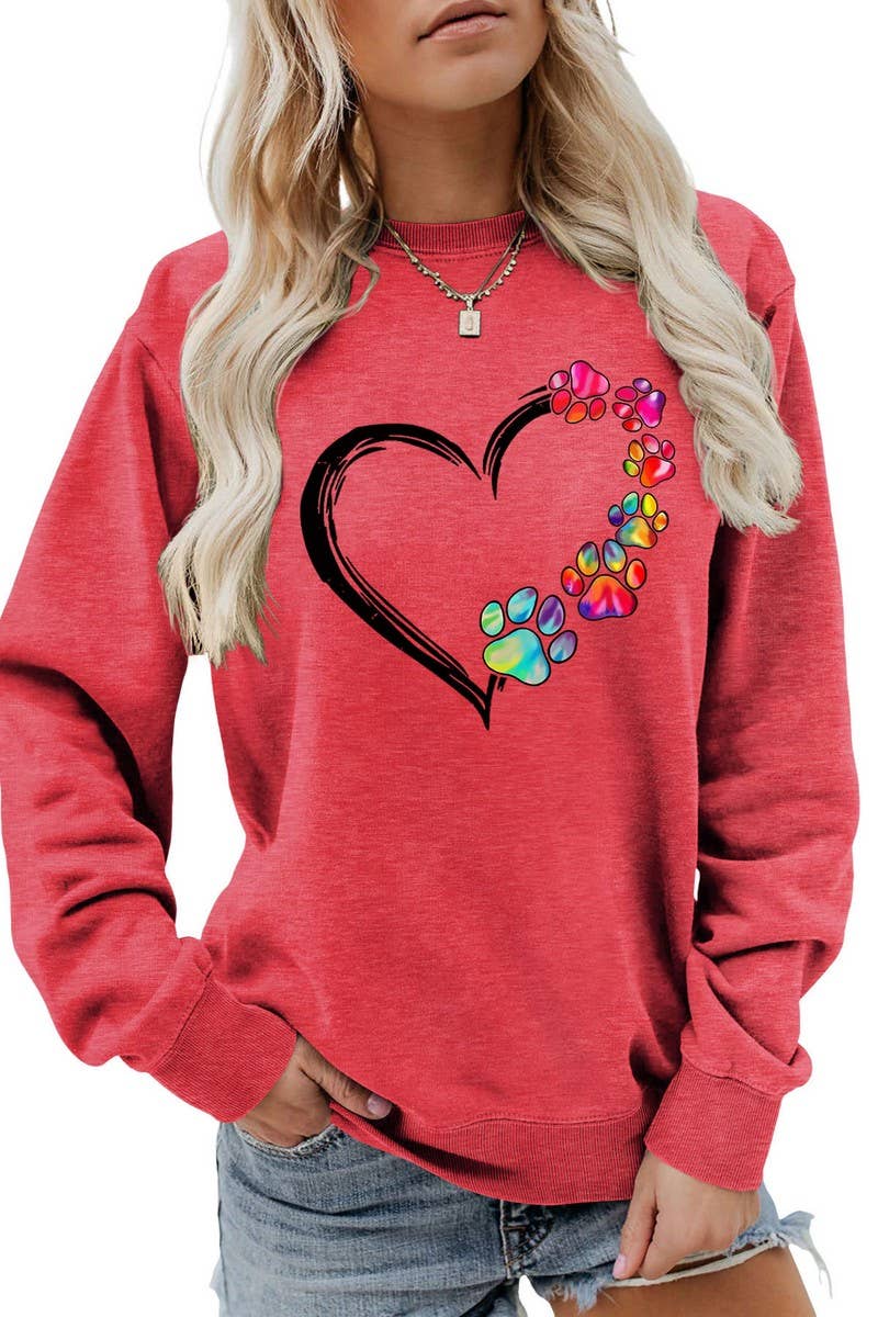 Valentine Day Rainbow Print Pullover_Cwtstl0985
