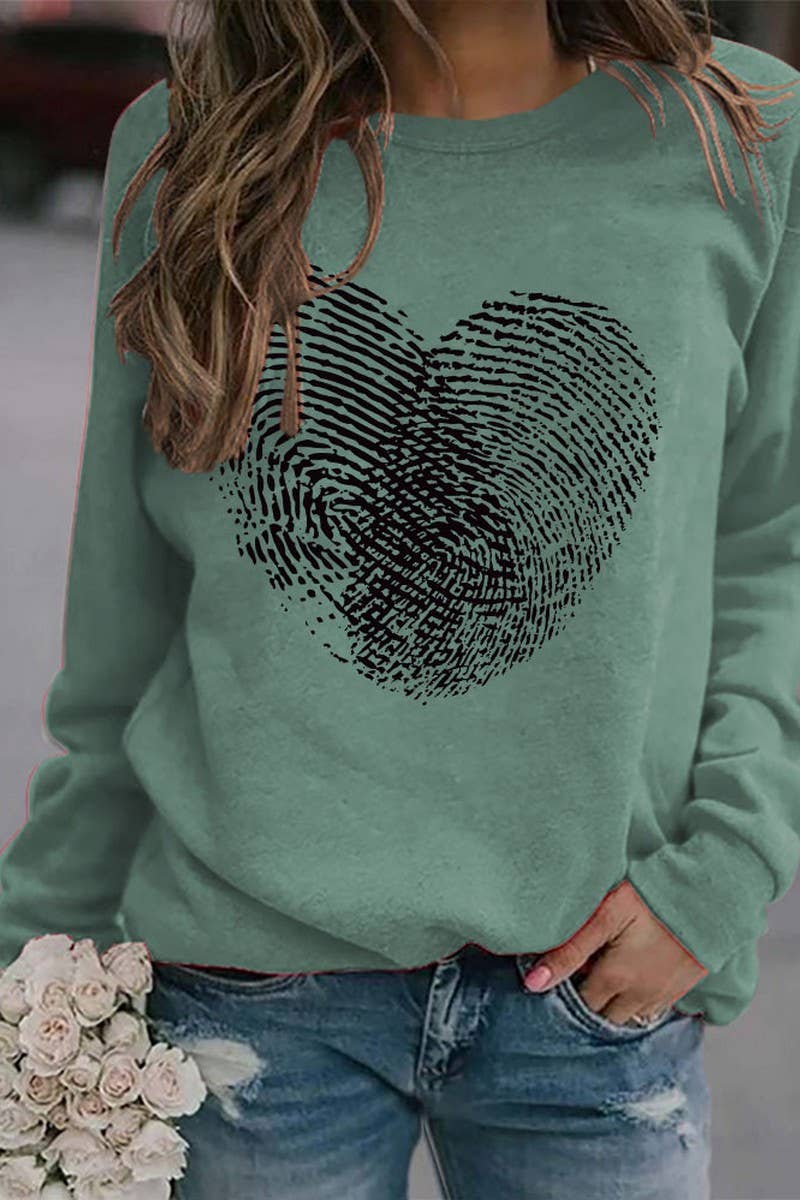 Valentine Day Heart Print Long Sleeved Pullover_Cwtstl0989