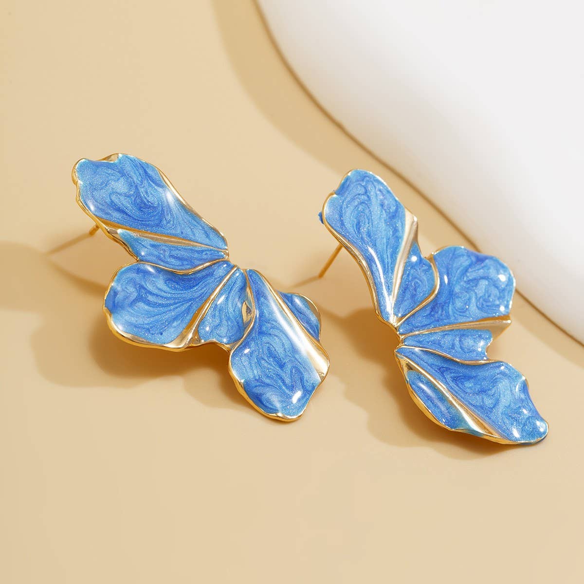 SWEET GRADIENT OIL DROP FLOWER ALLOY EARRINGS_CWMM3198