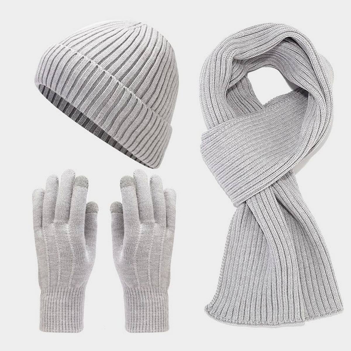 THICK WARM SCARF GLOVES HAT THREE PIECE SET_CWAH1584
