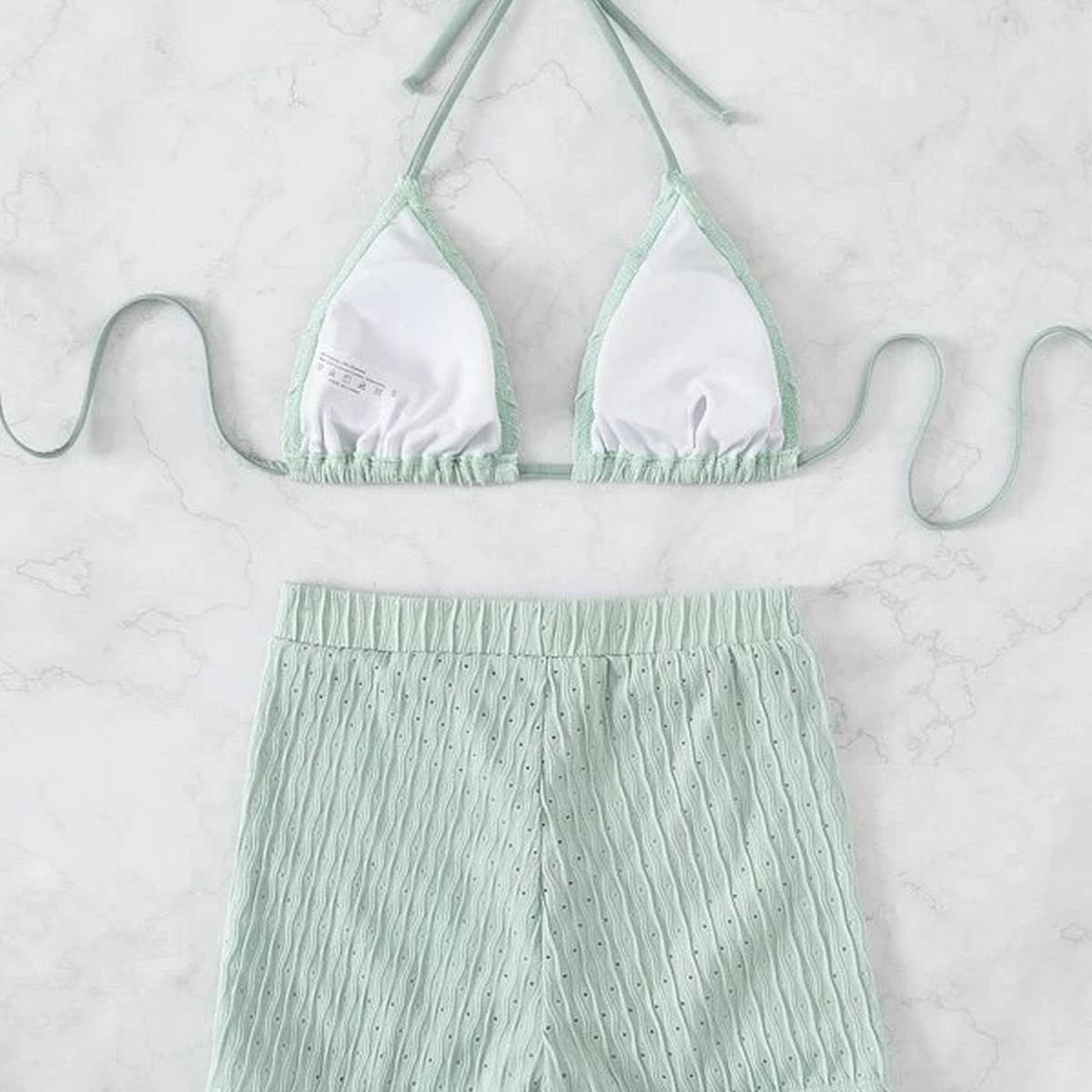 HIGH WAIST BIKINI SET SLIMMING SOLID COLOR SWIMSUIT_CWMW0155