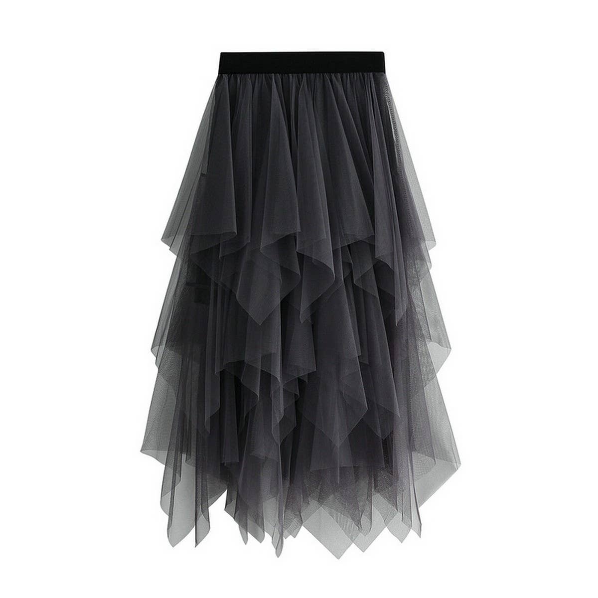 ASYMMETRICAL TULLE HIGH WAIST MIDI SKIRT_CWBMS0398
