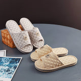 PLAID COTTON FLOOR SLIPPERS WITH THICK SOLE_CWSHF0190