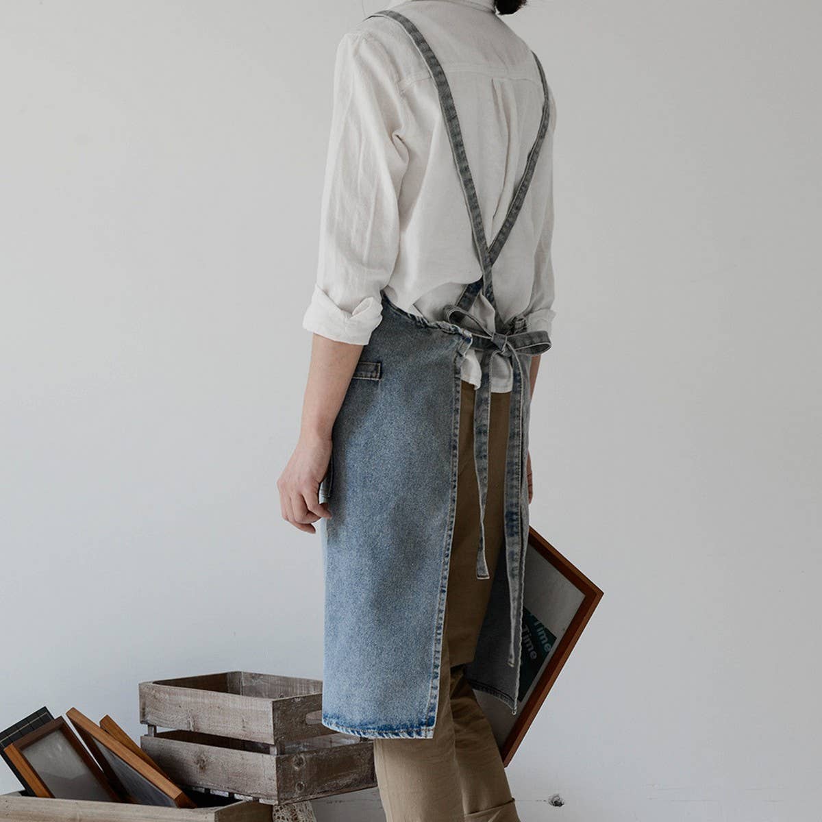 COTTON CANVAS DENIM APRONS WITH POCKETS VINTAGE_CWMM3288