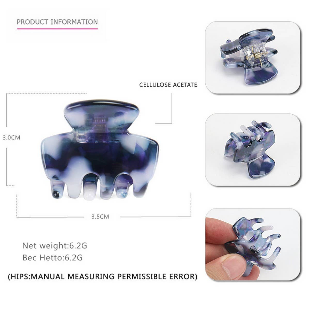 MINI GEOMETRIC ACETATE HAIR CLAW SIMPLE BANG CLIP_CWAHA4429