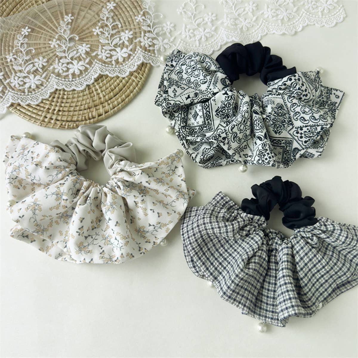 Retro Paisley Large Hair Scrunchie Korean Style_Cwaha07589