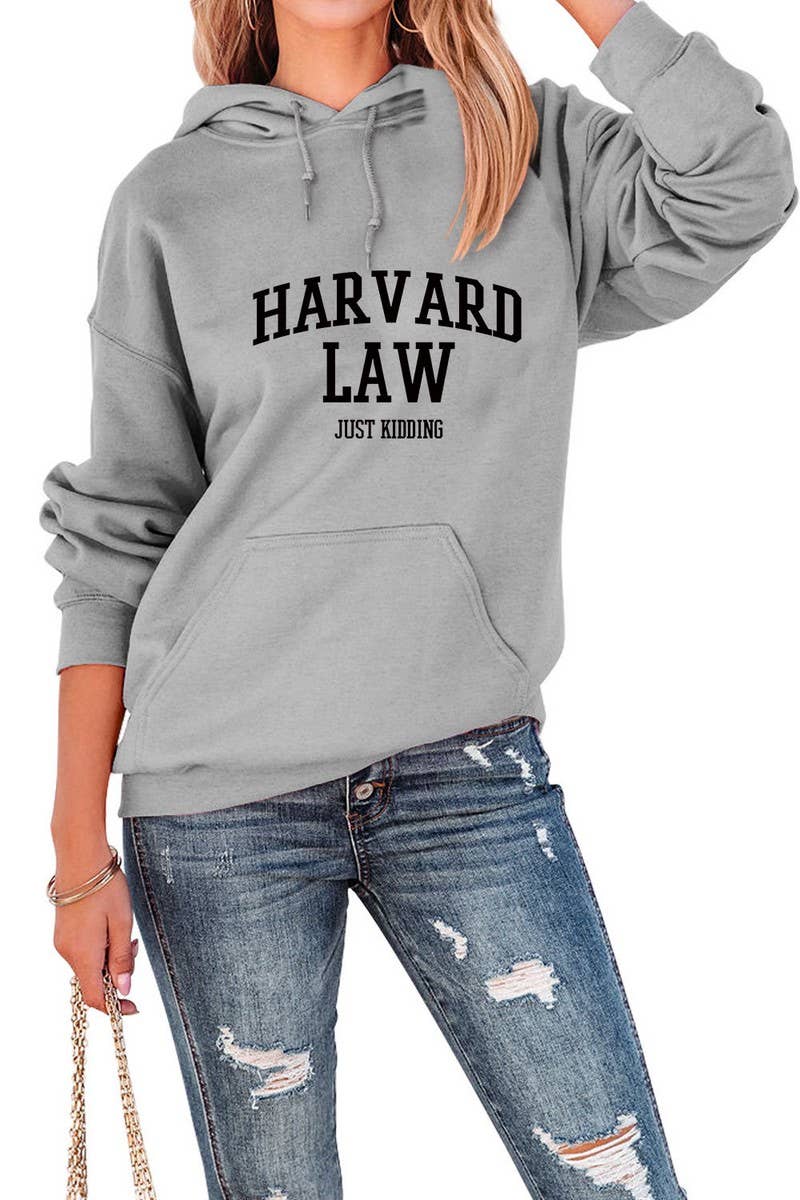 Women Harvard Printing Hooded Long Sweatshirt_Cwohol0320
