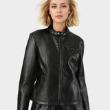 SLIM FIT WASHED PU JACKET STYLISH FALL WORKWEAR_CWMM9013