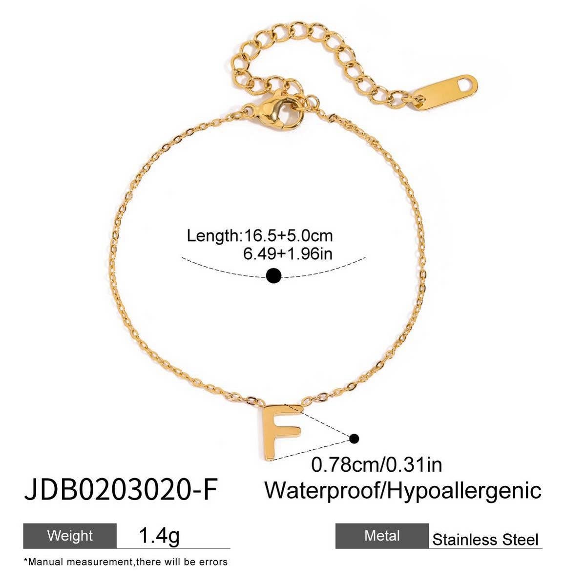 18K GOLD TITANIUM LETTER NECKLACE BRACELET SET_CWAJE4743