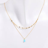 BLUE TEARS SMALL OPAL DOUBLE LAYER NECKLACE_CWMM5552