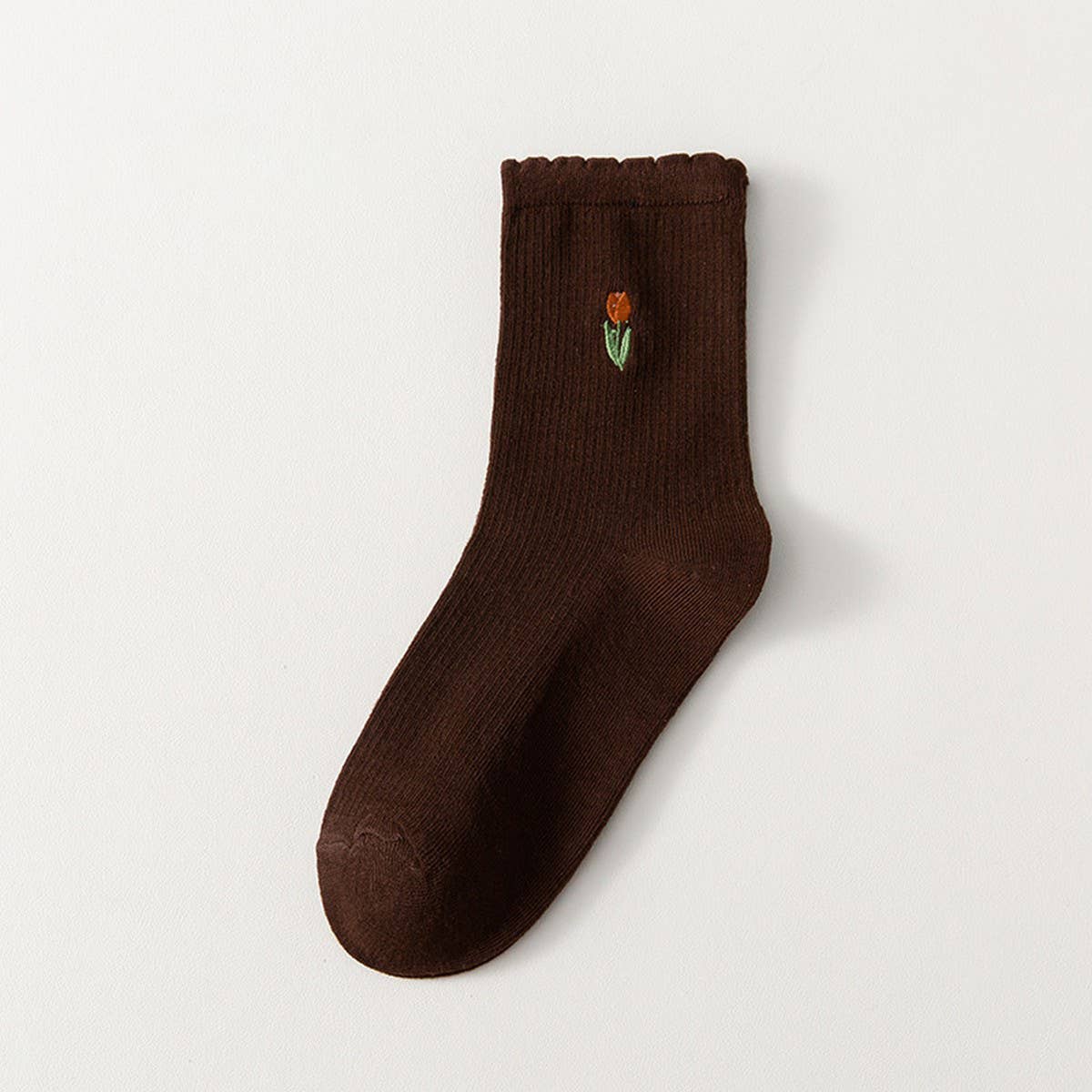 FLORAL EMBROIDERED COTTON SOCKS_CWMS0510