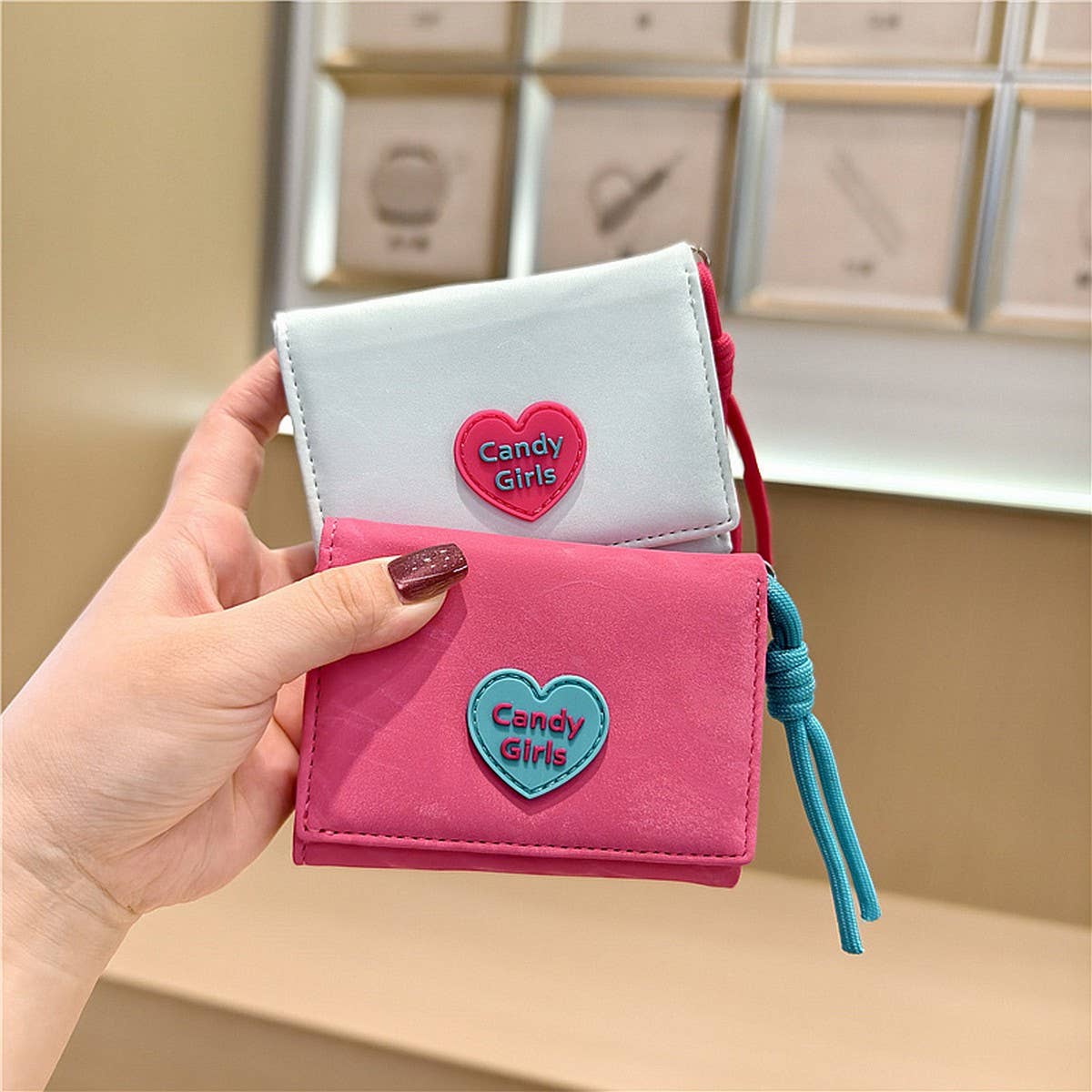 New Velvet Heart Letter Mini 3-Fold Wallet_Cwab06244