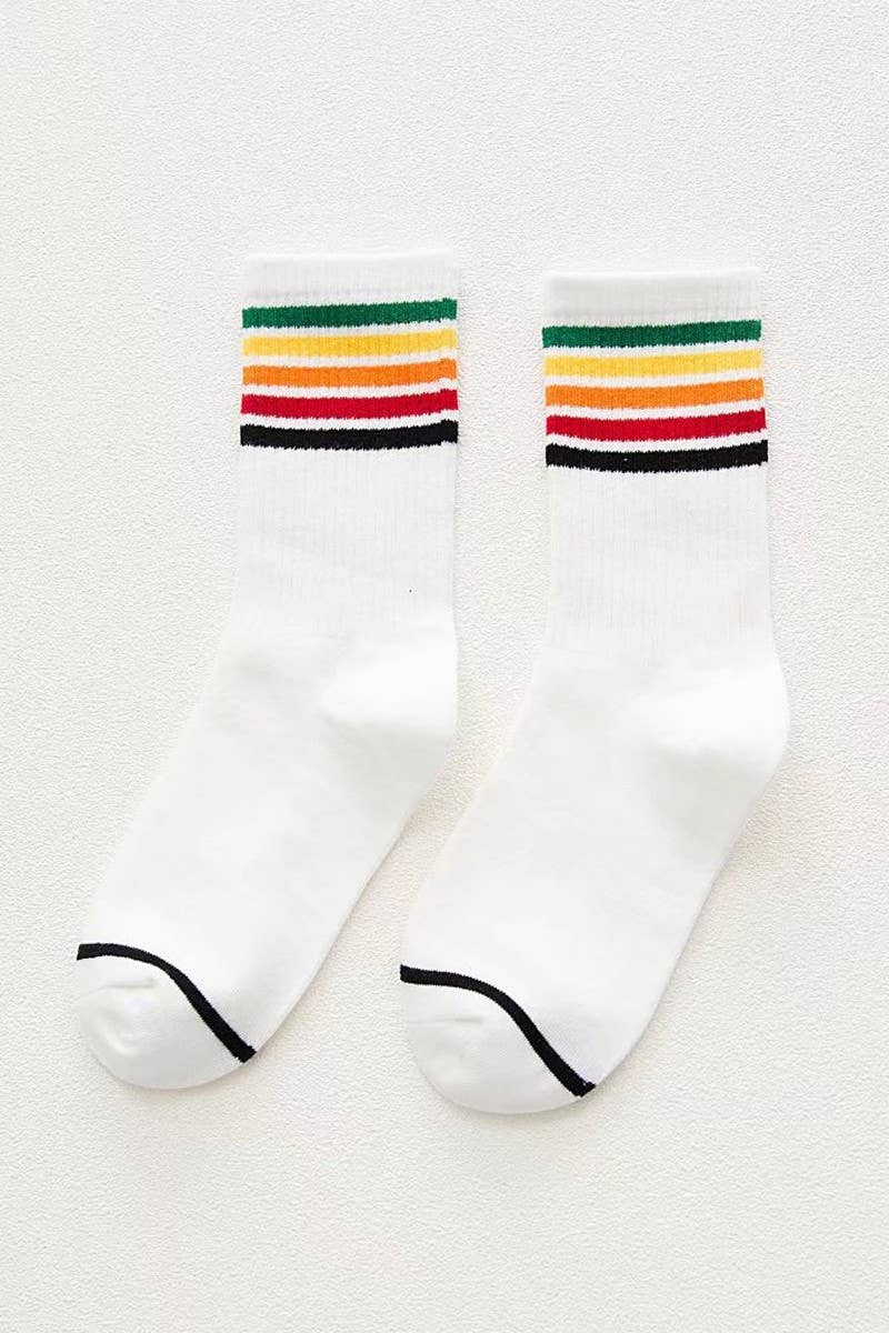 RAINBOW LINED ANKLE CREW SOCKS_CWMS118