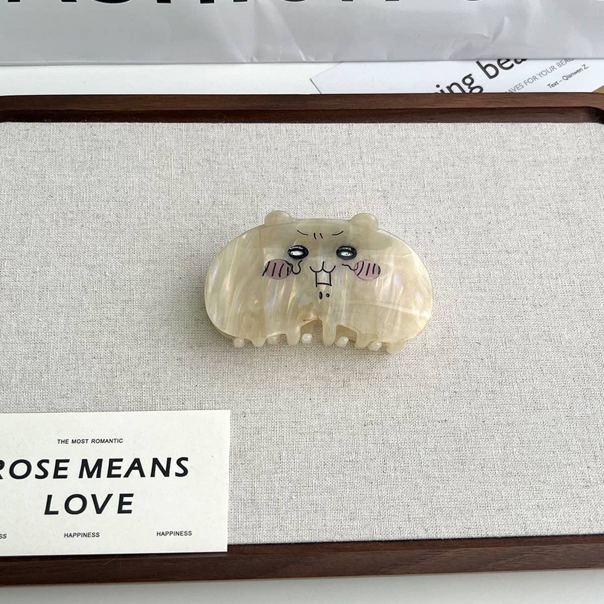 CUTE CARTOON CAT ACETATE HAIR CLIP WITH BUNNY_CWAHA5719