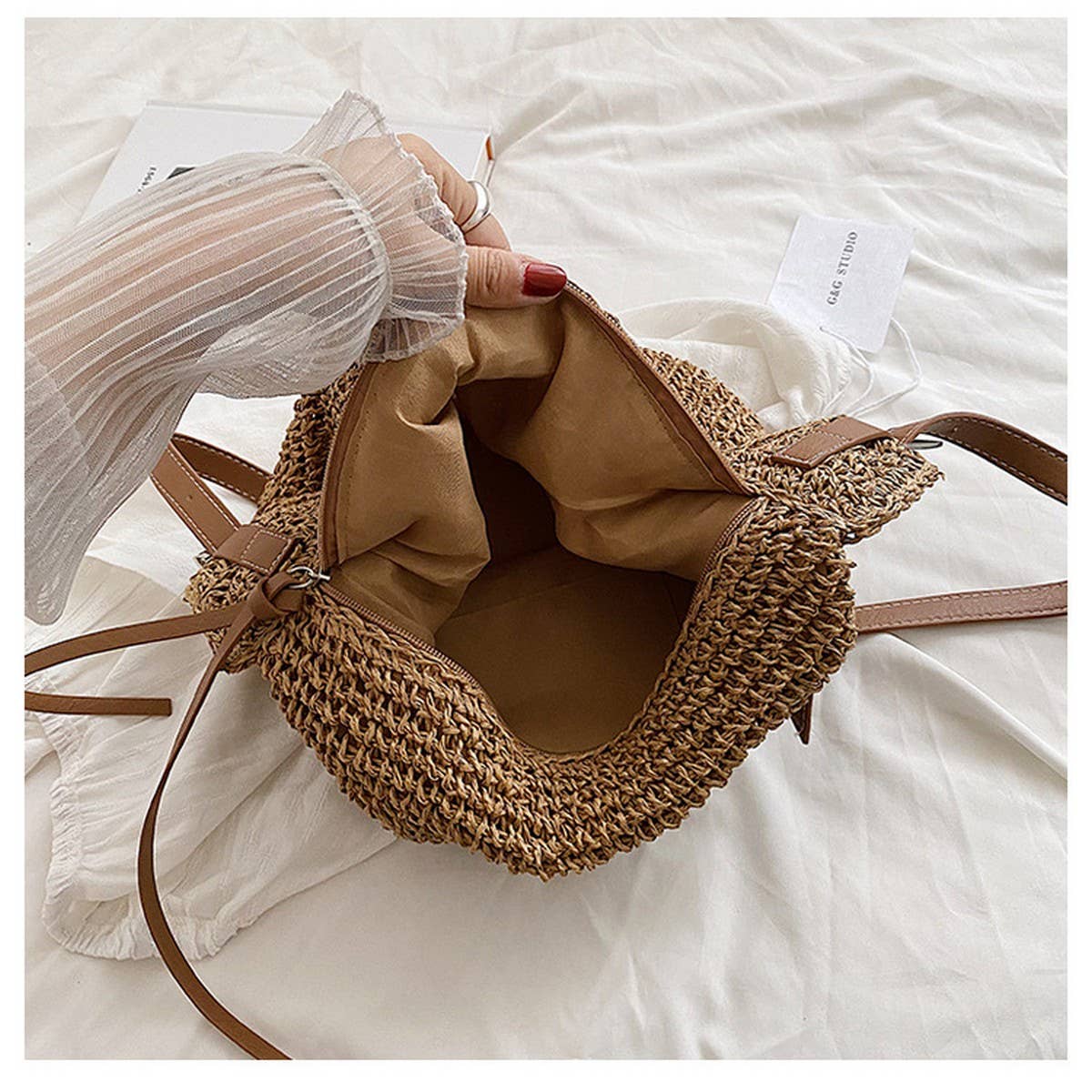Straw Casual Dumpling Holiday Beach Bag_Cwab2314