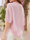 Casual Wavy Striped Pocket T-Shirt ??Relaxed Fit Summer Tee
