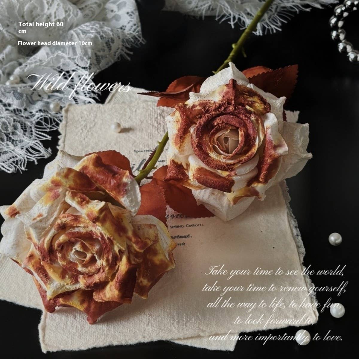 Vintage Faux Wilted Rose Bouquet With Ink Stains_Cwmm6513