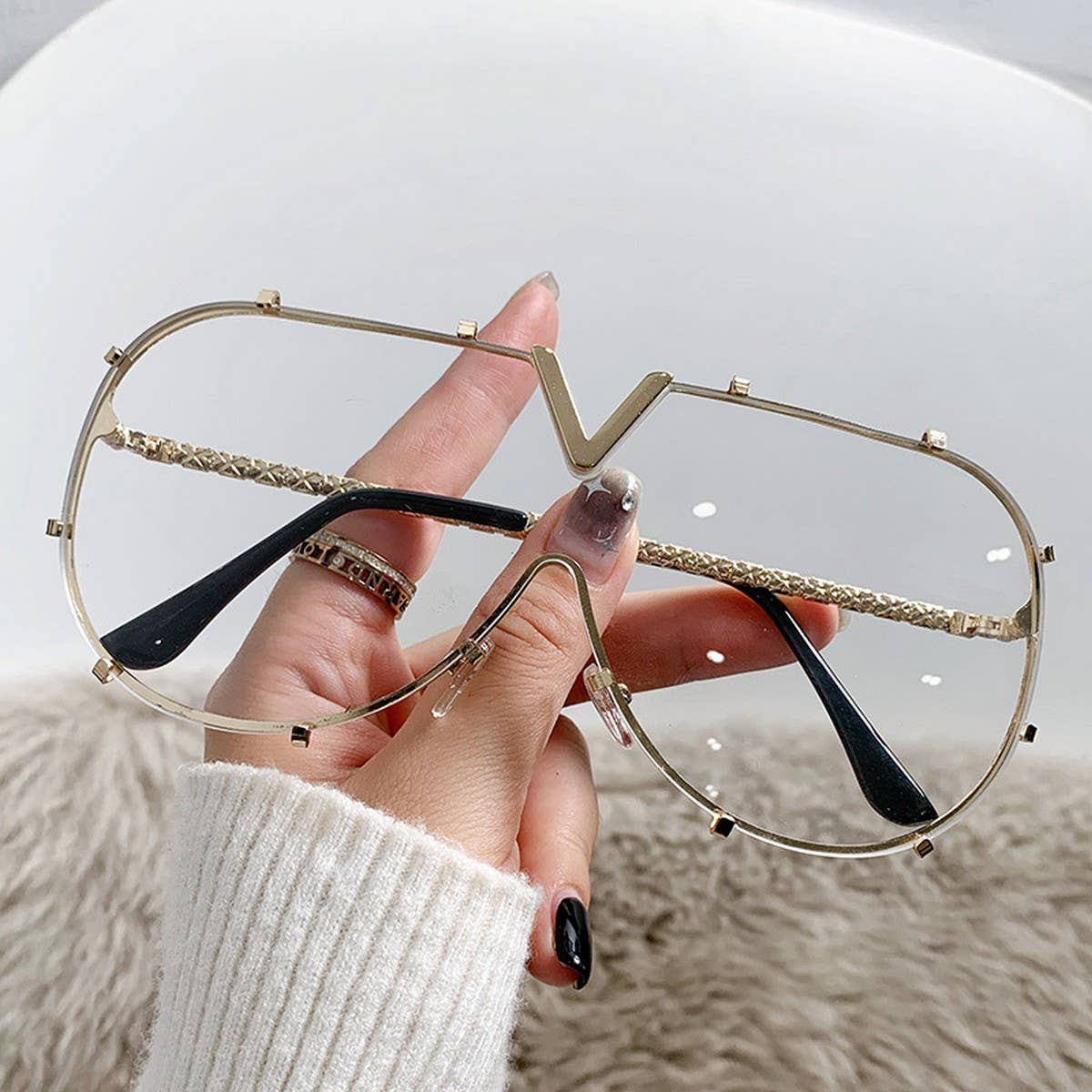 METAL FRAME ONE PIECE LENSES SUNGLASSES_CWASG0370