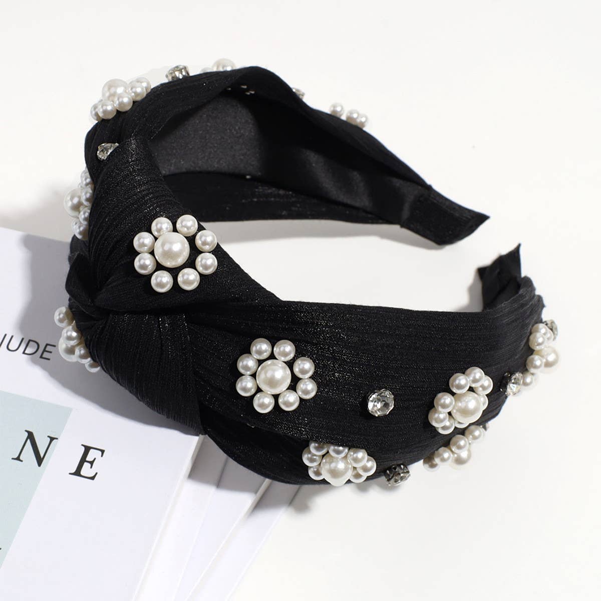 Women Imitation Pearl Knotted Headband