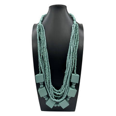 Wooden Beads Wood Geometric Necklace_Cwmm4956