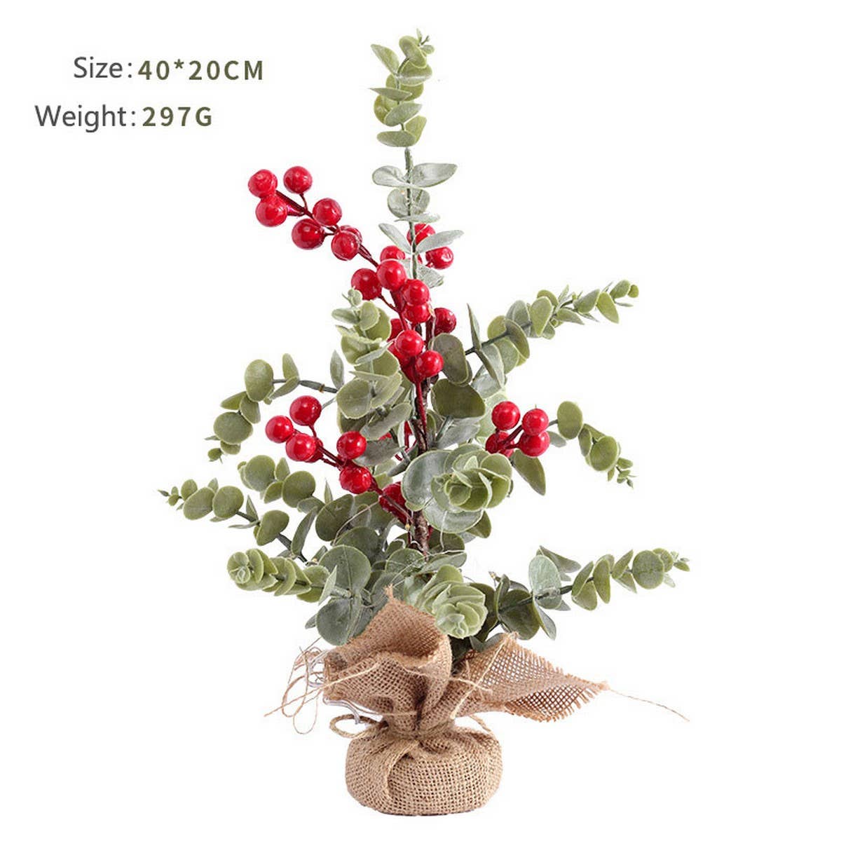 40CM LIT EUCALYPTUS RED BERRY CHRISTMAS TREE_CWAJE05408