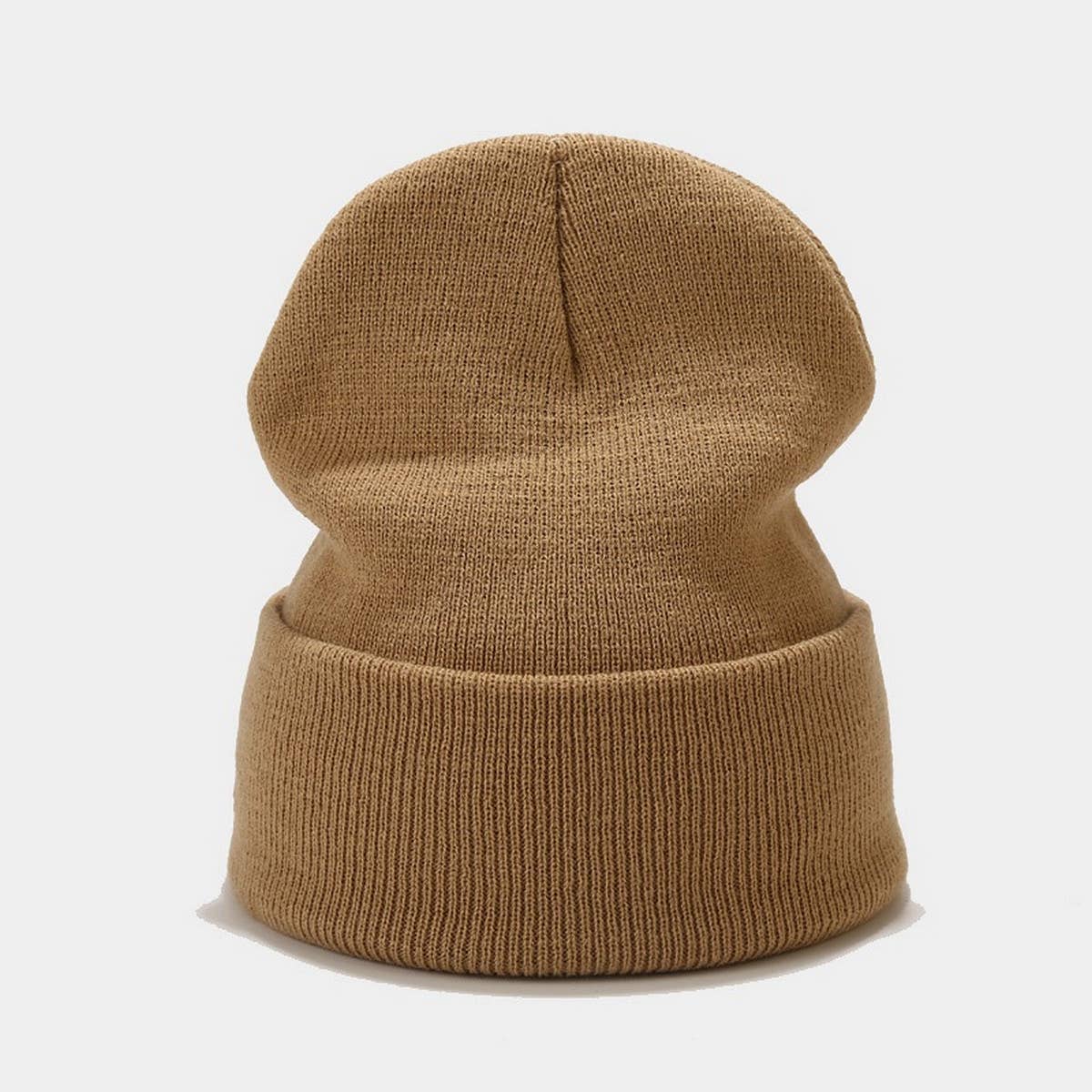 SOLID COLOR KNITTED HAT WITH CUFFS_CWAH1578