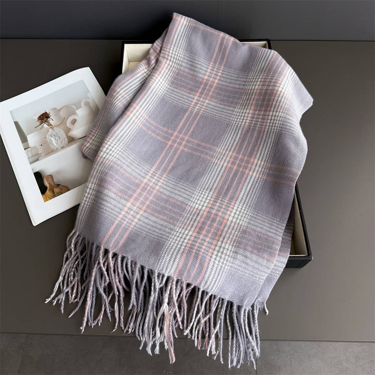 Checkerboard Winter Warm Cashmere Feel Scarf_Cwasc03262