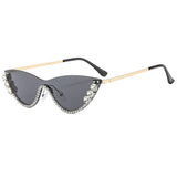 Trendy Rhinestone Half Frame Cat Eye Sunglasses_Cwasg1189