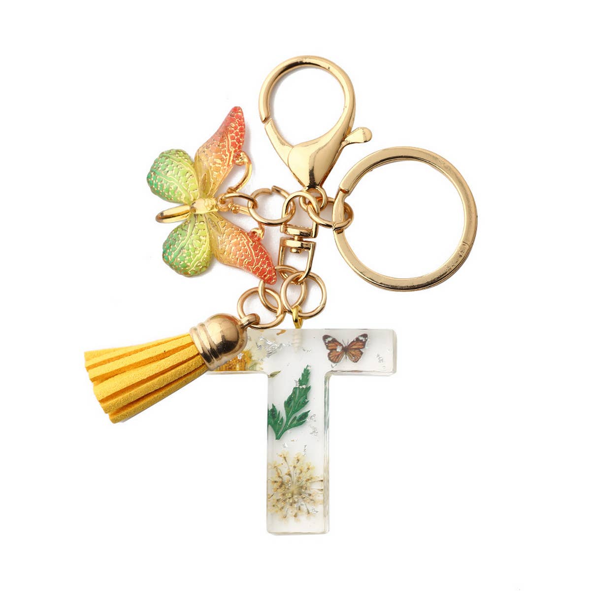 DRIED FLOWER PRINTED LETTER KEYCHAIN_CWMM1305