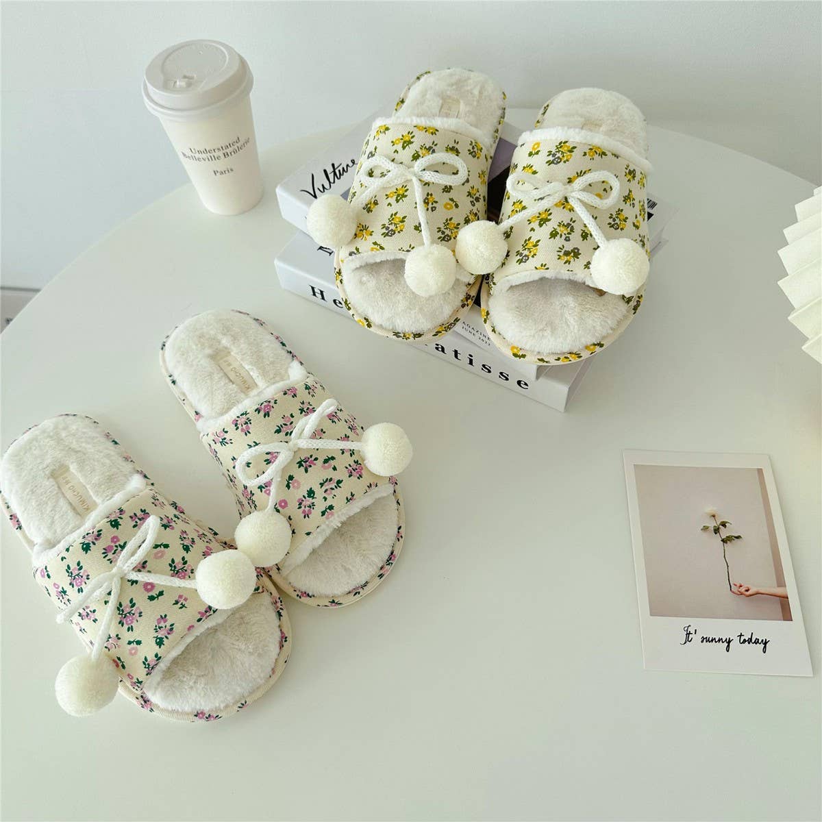 Winter Plush Open Toe House Slippers House Shoes_Cwmm2986