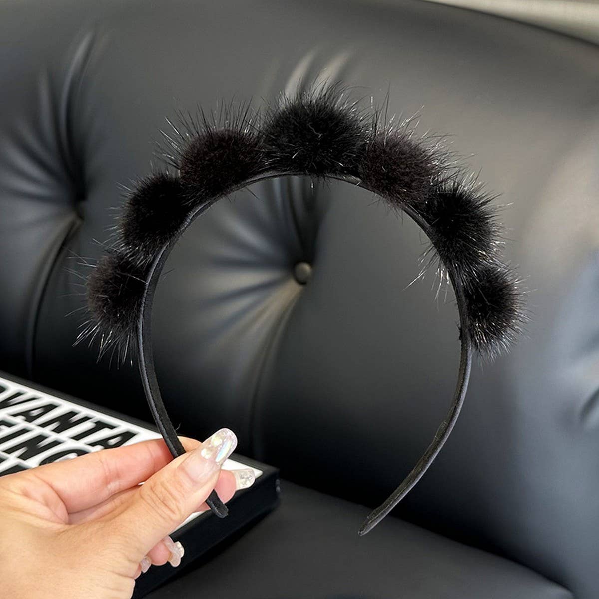 CUTE REAL MINK FUR BALL HEADBAND FUR HEADDRESS_CWMM2529