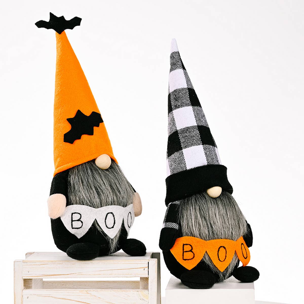 HALLOWEEN BOO DOLL PLAID HAT ORNAMENTS_CWMM1765