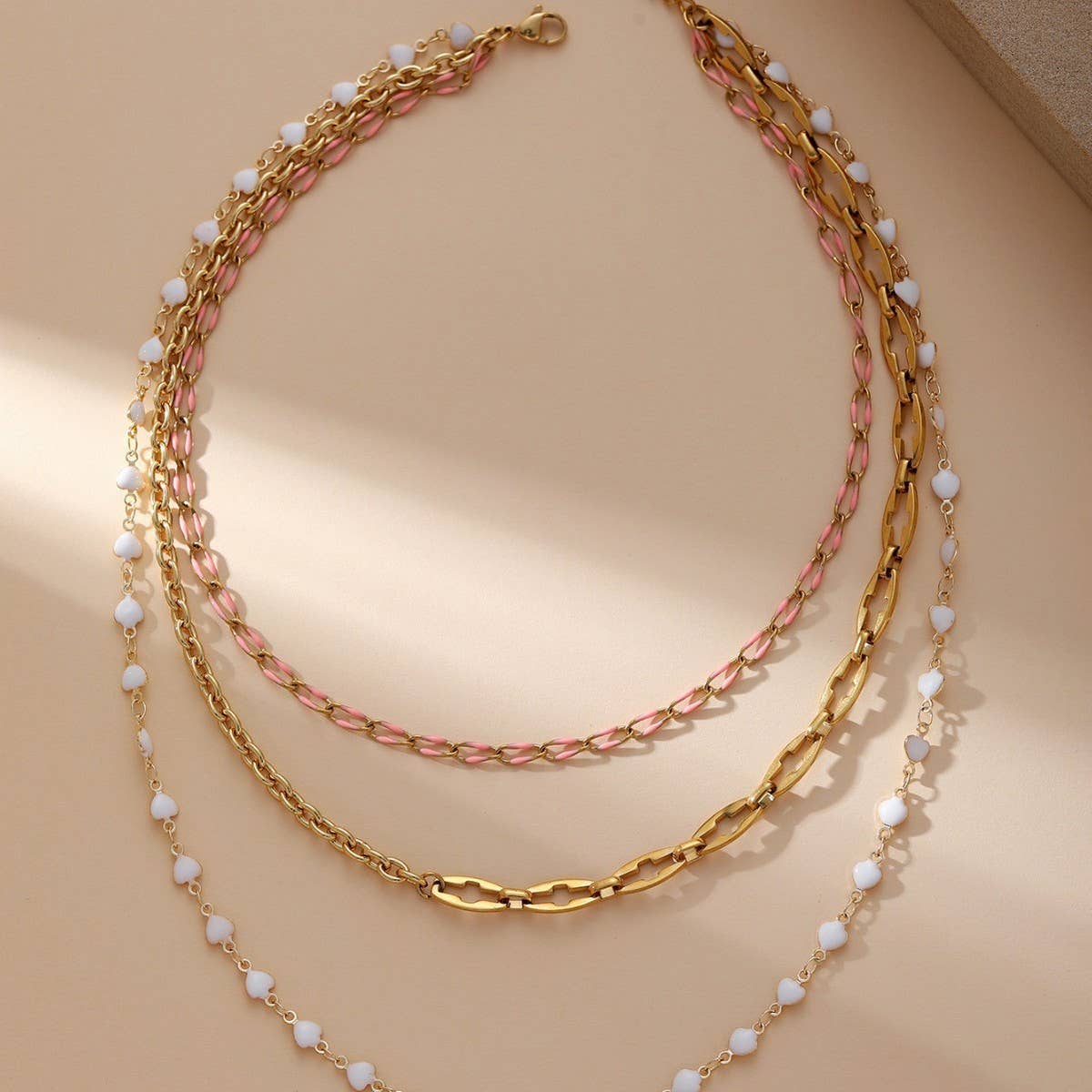 STAINLESS STEEL GOLD PLATED CLAVICLE NECKLACE_CWMM3676