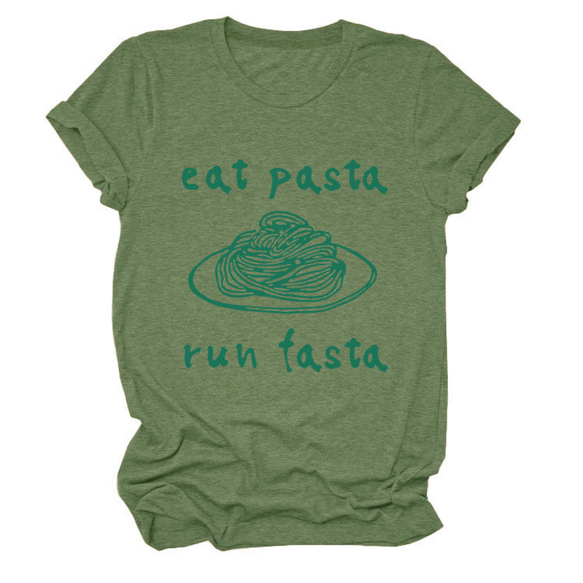 Trendy Womens Short Sleeve Tee Eat Pasta Run