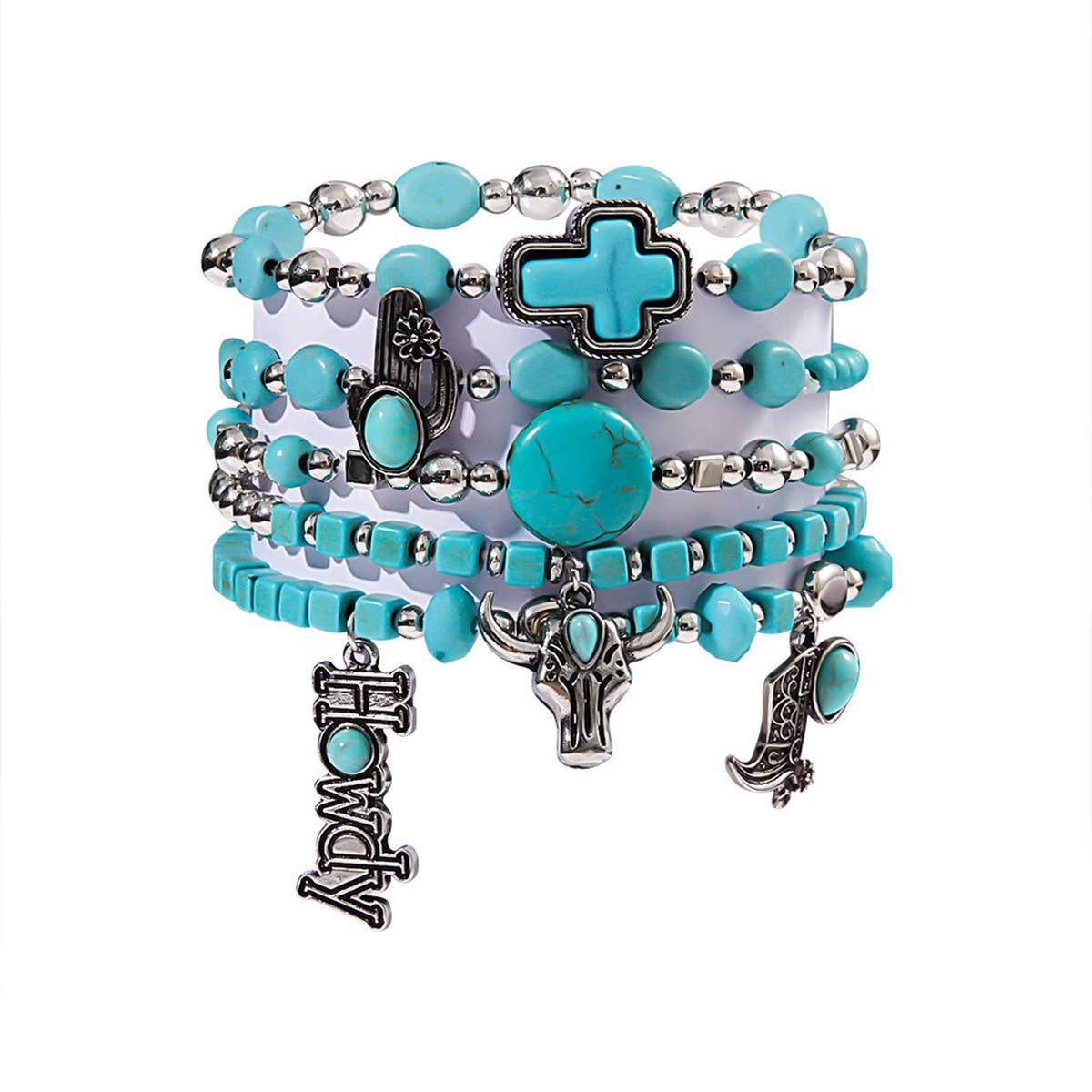 ETHNIC STYLE BULL HEAD CACTUS BRACELET SET_CWMM3520