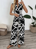 V-Neck Commuter Sleeveless Printed Jumpsuit