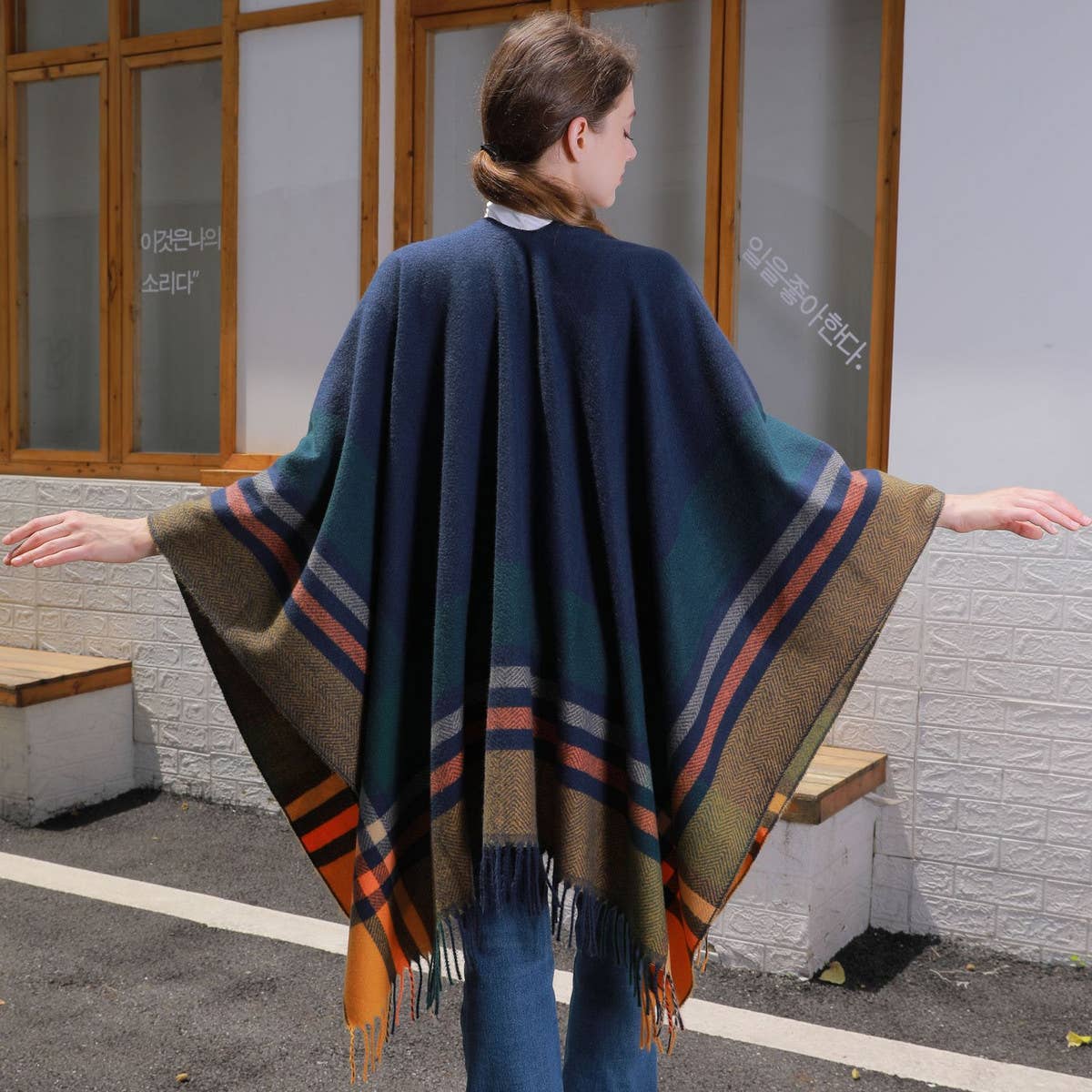 COLORFUL TASSEL STRIPED TIE SHAWL_CWASC0943