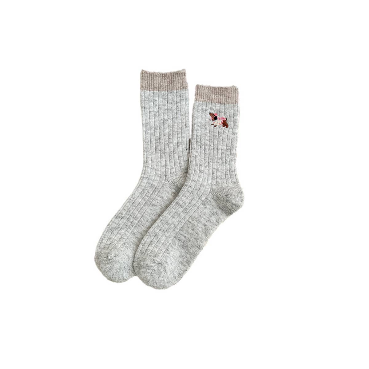 Womens Thick Wool Korean Slouchy Dog Socks_Cwms03287
