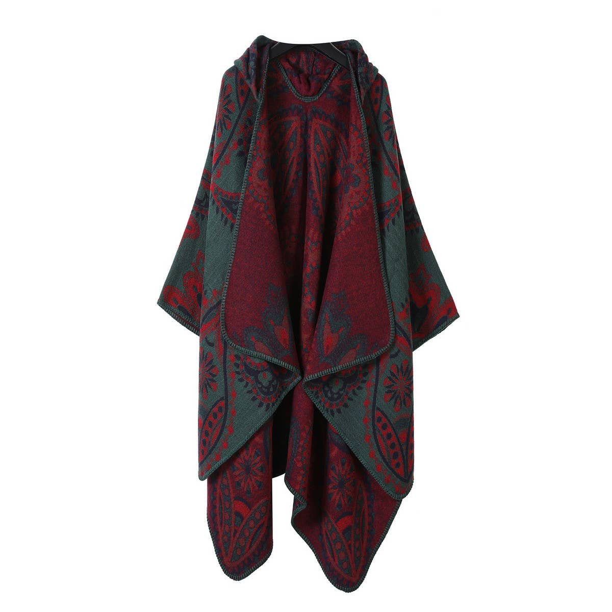 HOODED CAPE VERSATILE SUNFLOWER SCARF SLIT SHAWL_CWASC2272