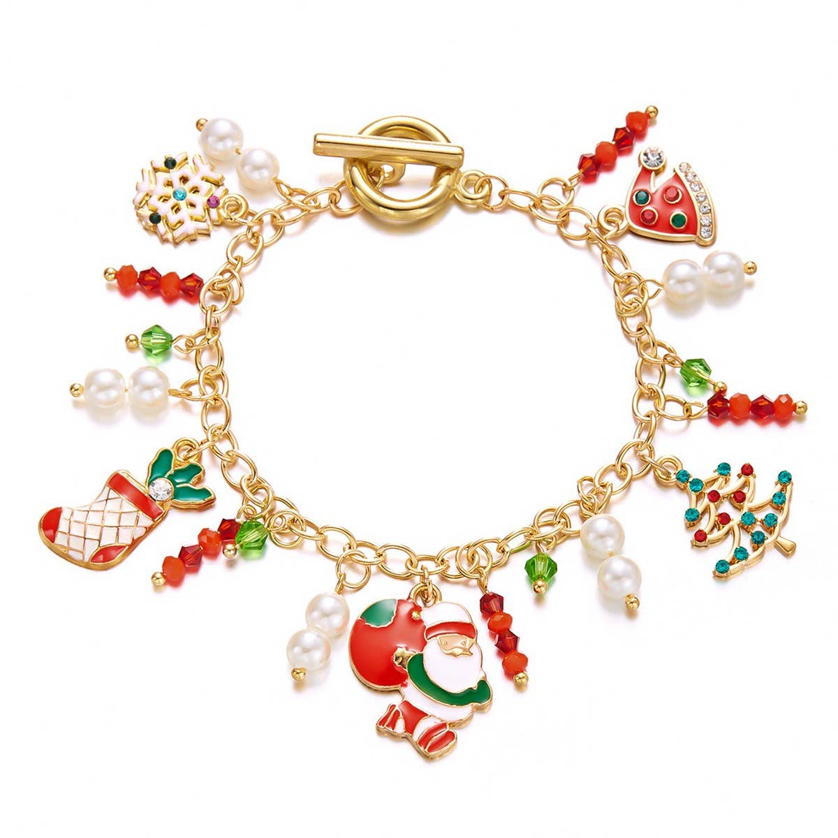 Cwaje2512_Santa Claus Rice Bead Pendant Bracelet