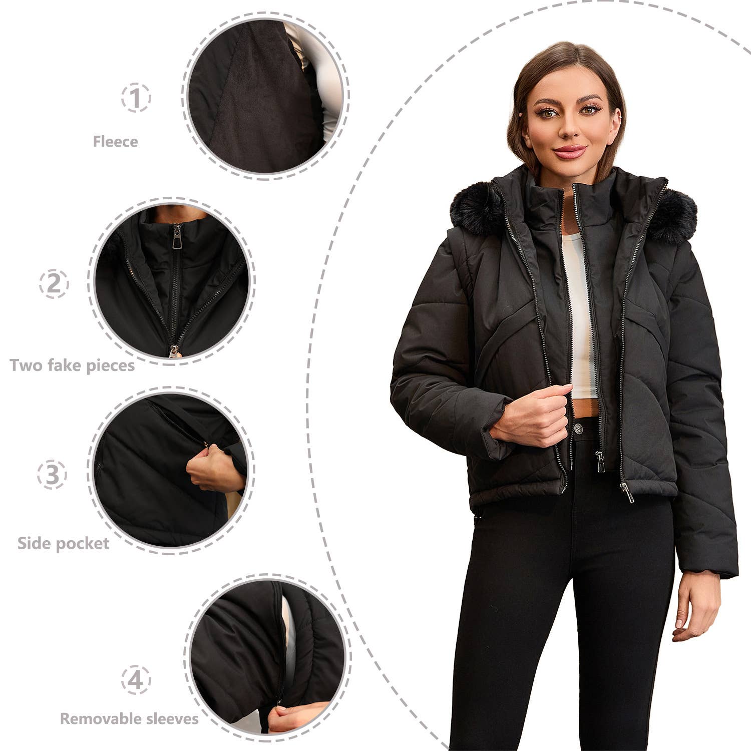 Two Detachable Cotton-Padded Jackets
