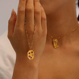 18K STAINLESS STEEL MULTICOLOR GEMSTONE NECKLACE_CWMM8888