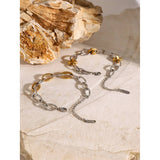 18K GOLD MIXED METAL HAMMERED O LINK CHAIN_CWAJE4767