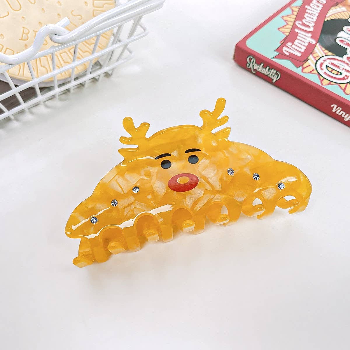 CHRISTMAS FUN SNOWMAN ELK CUTE HAIRPIN_CWAHA1597