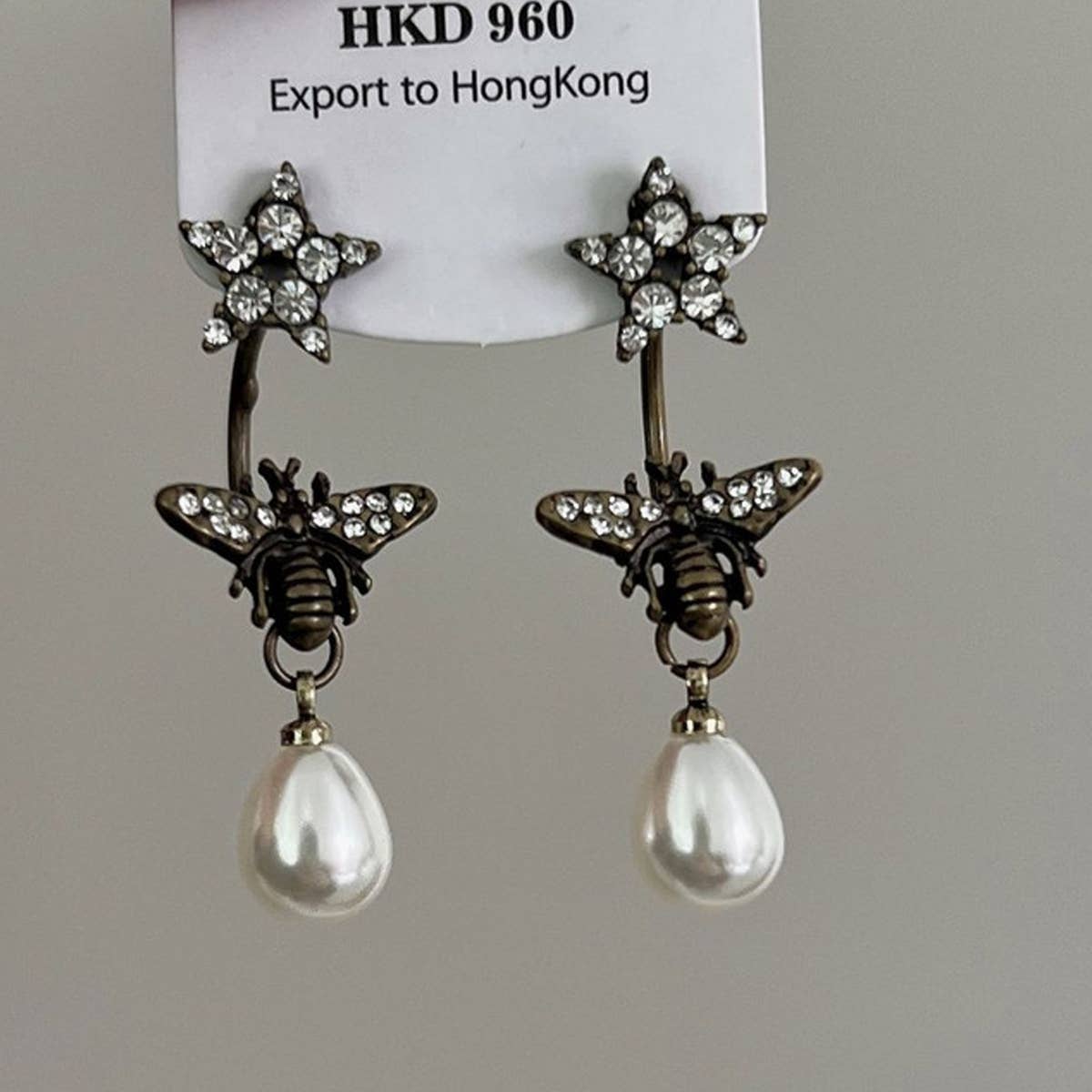 RETRO PEARL STAR BUTTERFLY EARRINGS_CWAJE1522