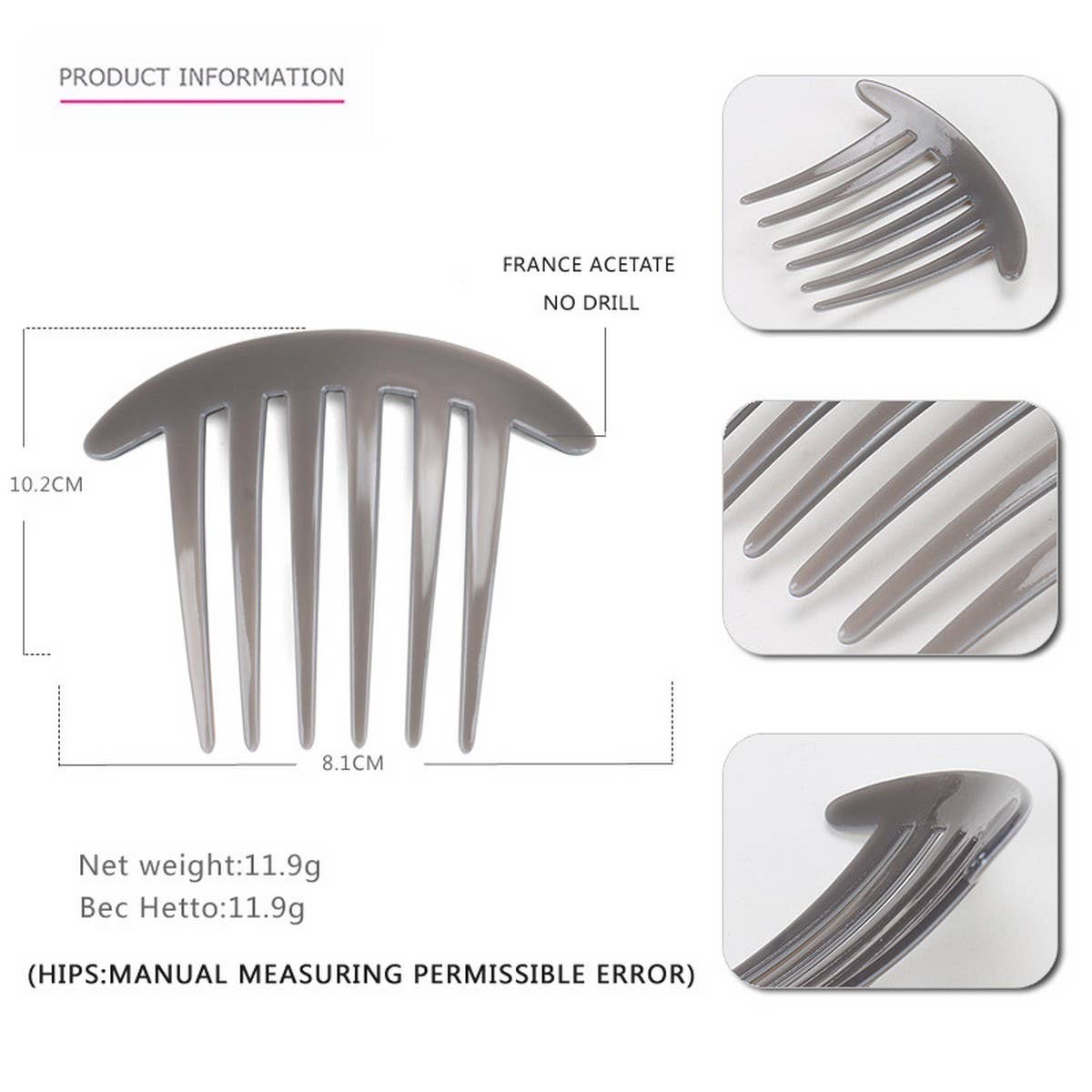 ACETATE PLATE COMB HAIRPIN HAIR ACCESSORIES COMB_CWAHA4202