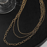 BRAIDED HOOP CLASP THREE LAYER NECKLACE_CWMM3679
