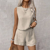 Womens Casual Sleeveless Top & Shorts Set